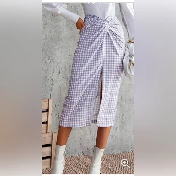 ZARA gingham knot midi skirt size medium - Picture 6 of 13